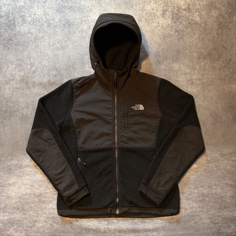The North Face Denali Hooded Fleece Jacket Women Small S/P Black Full Zip Winter